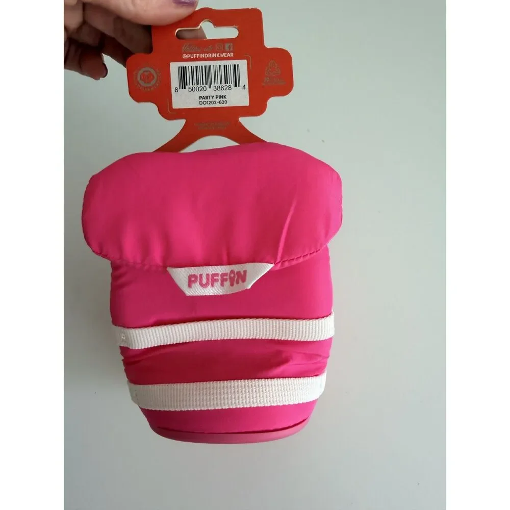 NWT Puffin Drinkwear The Buoy Party Pink 12 oz Floating Can Cooler Life Vest